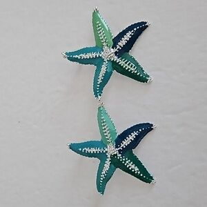 Silvertone & Shades of Green Enamel Pierced Earrings